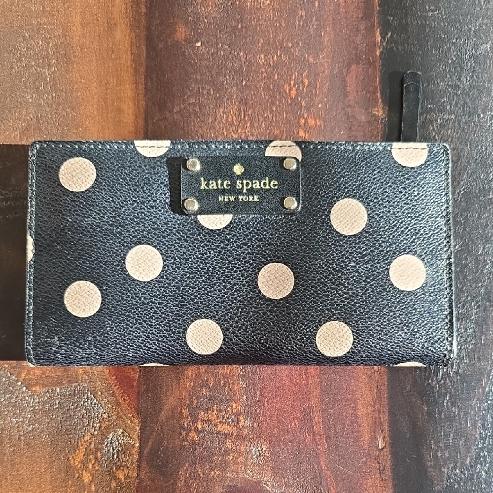 Kate Spade Black and Cream Polka Dot Clutch